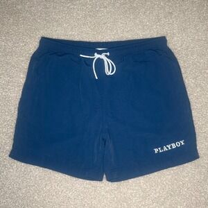 Playboy‎ x PacSun Men's L Blue Swim Trunks Mesh Lined Shorts Embroidered Logo